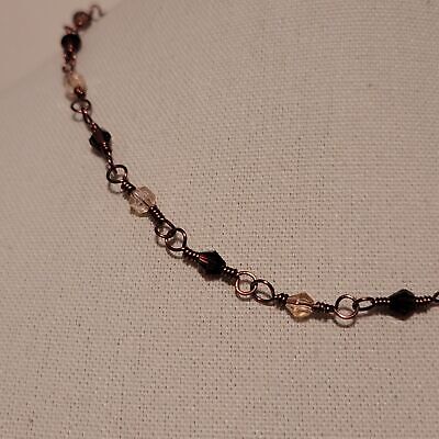 Handmade Crystal Bead Copper Chain Necklace