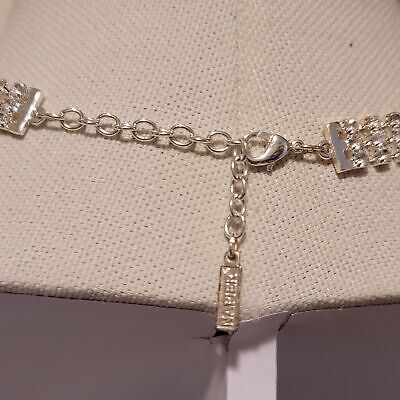 Silver Tone Rhinestone Modern Napier Choker Necklace