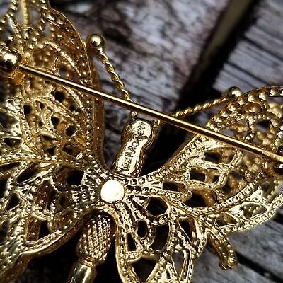 Vintage Monet Filigree Open Work Butterfly Brooch