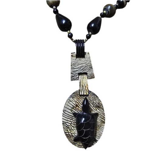 Handcrafted Turtle Pendant Necklace – Tribal Boho Statement Jewelry