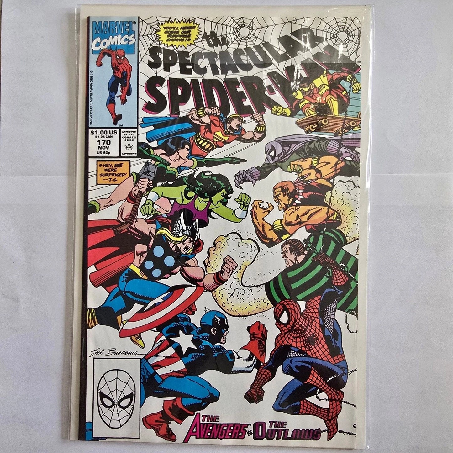 Spectacular Spider-Man #170 Marvel Comic Avengers vs Outlaws 1990