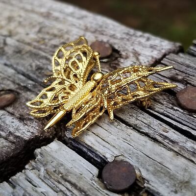 Vintage Monet Filigree Open Work Butterfly Brooch