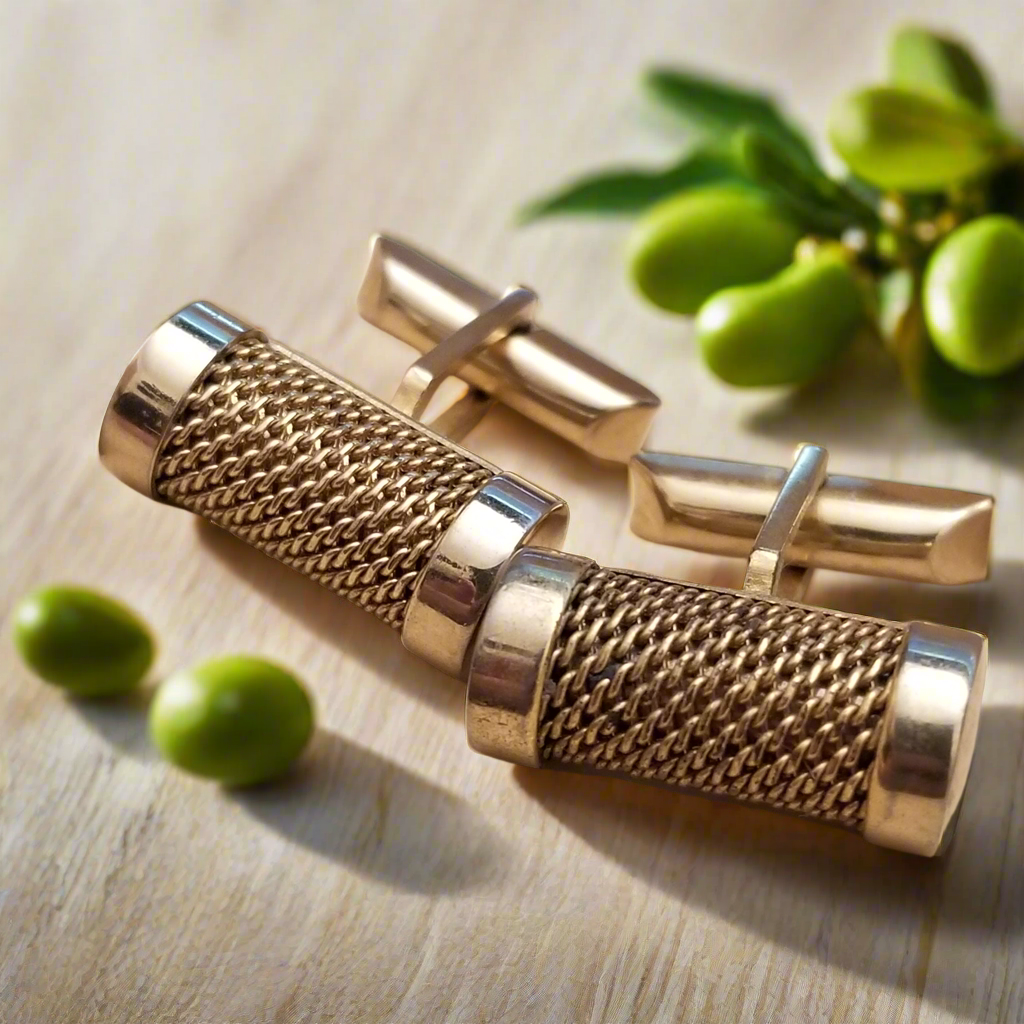 Vintage SWANK Gold Tone Mesh Cufflinks