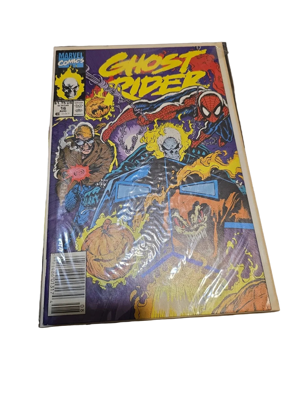 Comic book titled 'Ghost Rider' with colorful cover featuring a character in a helmet.