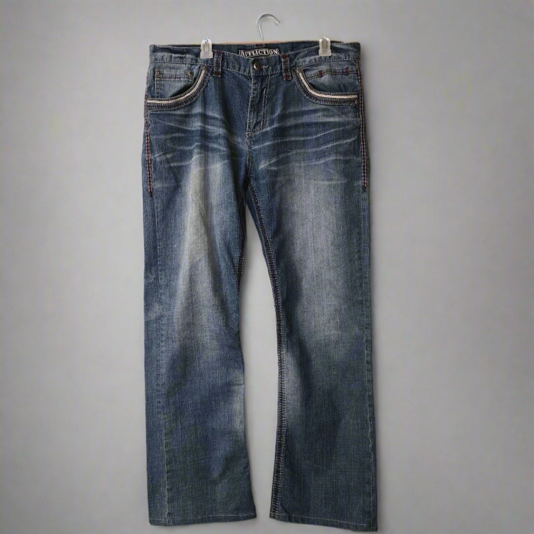 Affliction Men's Dark Blue Bootcut Jeans