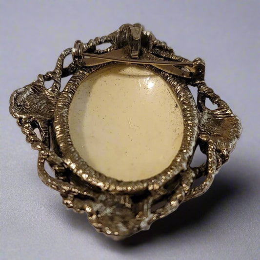 Vintage Cameo Sugar Coated Eggshell Brooch Pendant