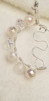 Handmade Silver Tone Bead Hoop Earrings