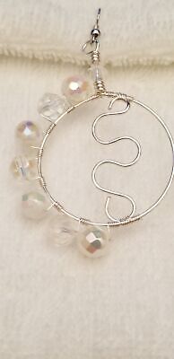 Handmade Silver Tone Bead Hoop Earrings