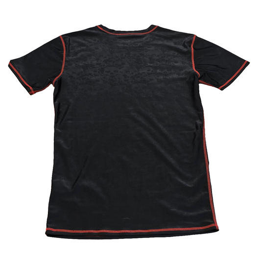 Vintage Affliction Black Red Trim Stretch Shirt Size Large Made in Taiwan