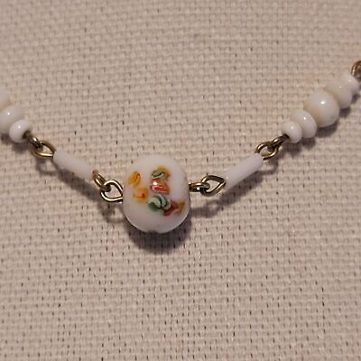 Vintage White Milk Glass Necklace