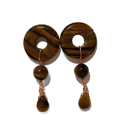 Tiger's Eye Donut Dangle Earrings