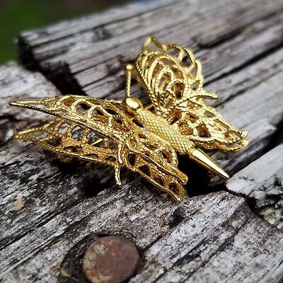 Vintage Monet Filigree Open Work Butterfly Brooch