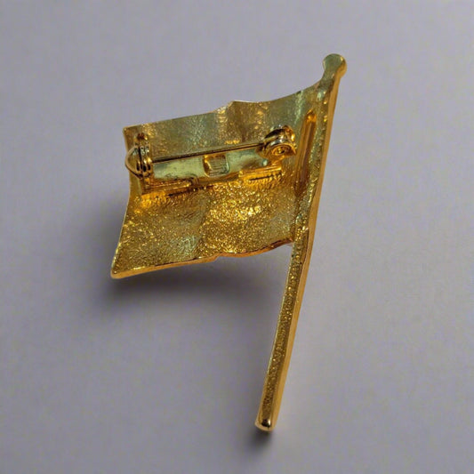 Gold Tone Flag Brooch