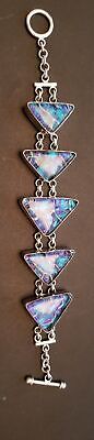 Dichroic Glass Sterling Silver Bracelet – .925 Triangle Link Jewelry