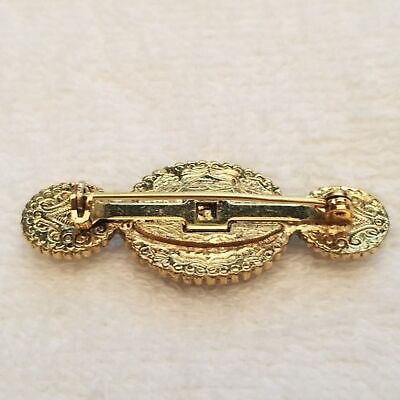 Black & White Gold Tone Brooch