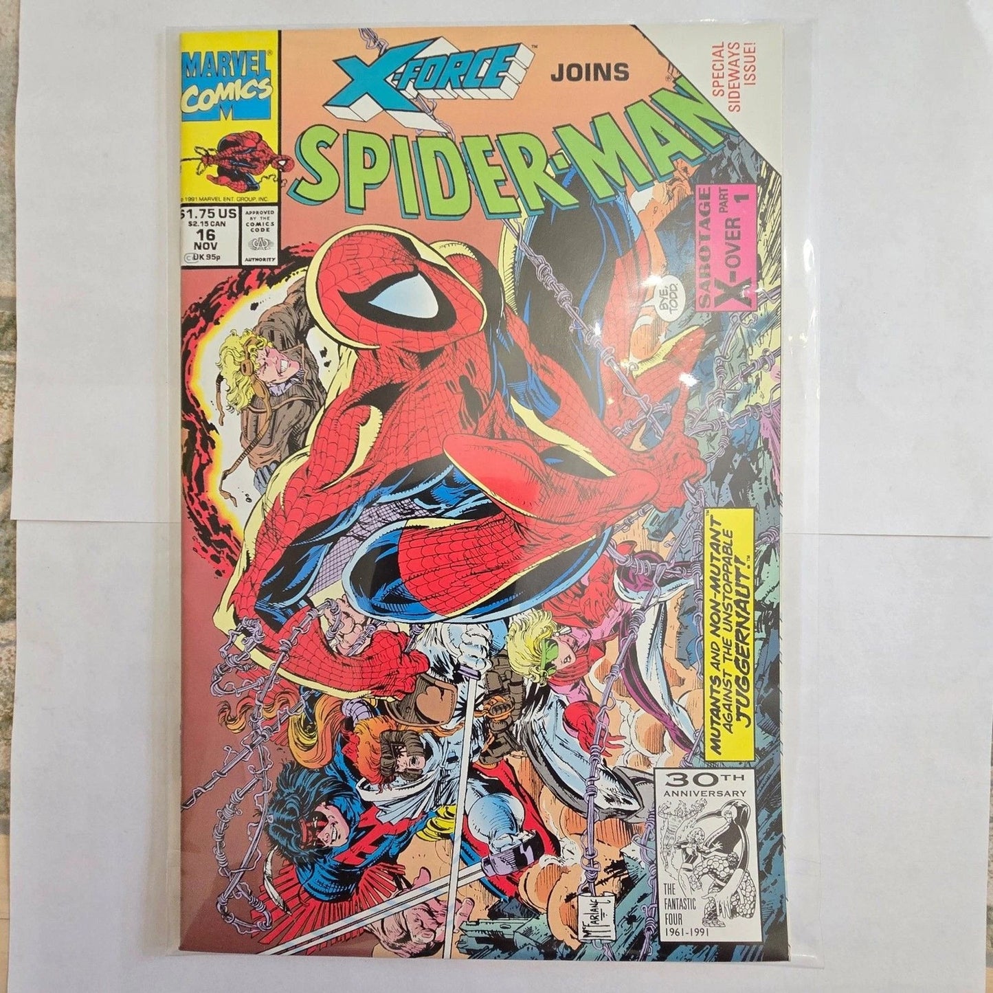 Spider-Man #16 Marvel Comic 1991 Todd McFarlane X-Force Juggernaut