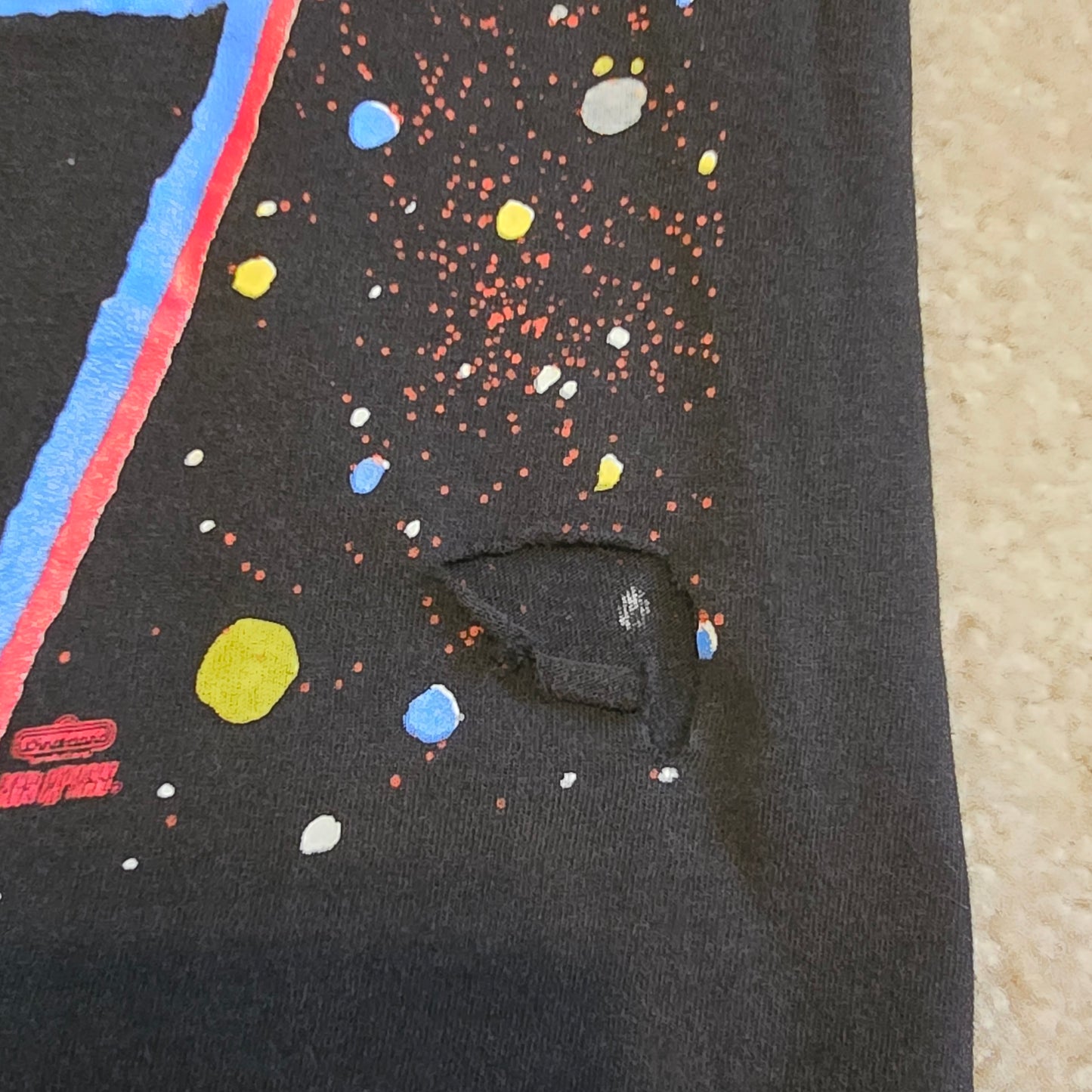 Vintage 1992 KISS Band T-Shirt Hanes Rock Tee All Over Print Faces Hole Back