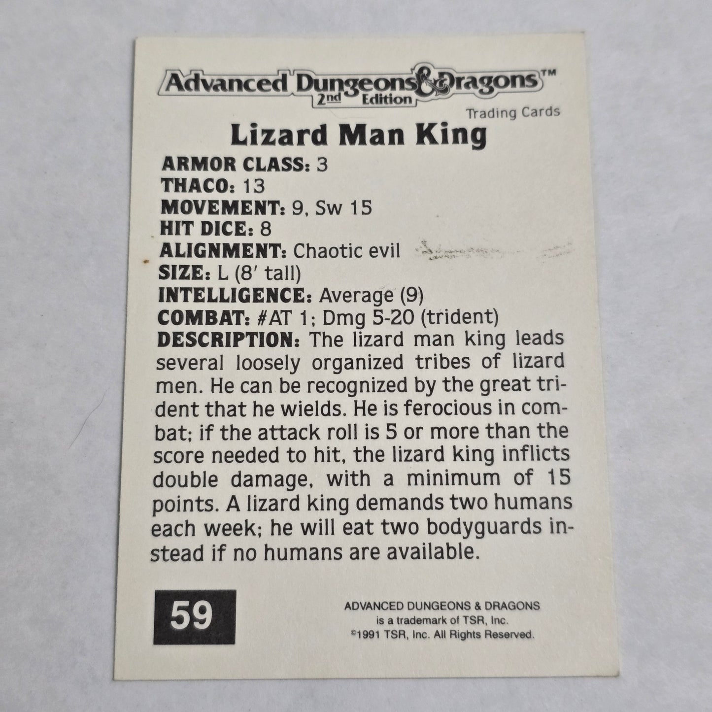 Lizard Man King — 1991 AD&D 2E Card (#59, Series 1, Green Dragon Icon)