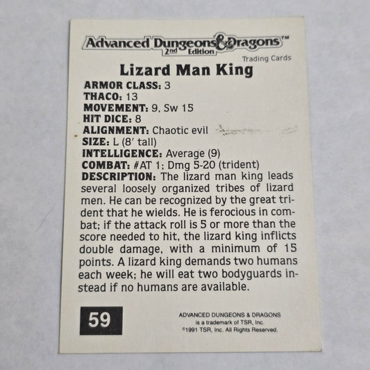 Lizard Man King — 1991 AD&D 2E Card (#59, Series 1, Green Dragon Icon)