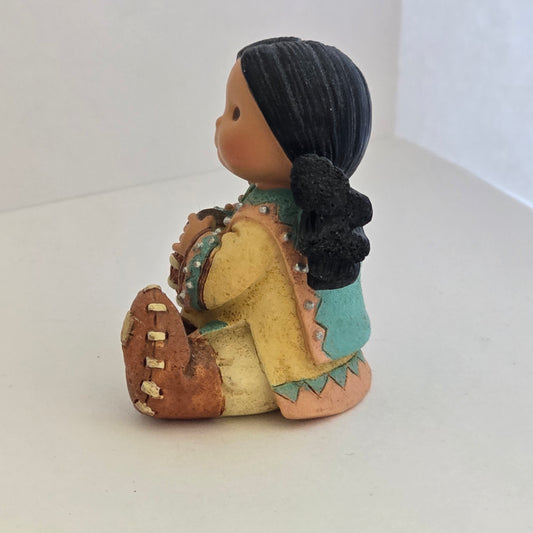 Friends of the Feather – Girl with WolfFigurine – Enesco – Karen Hahn