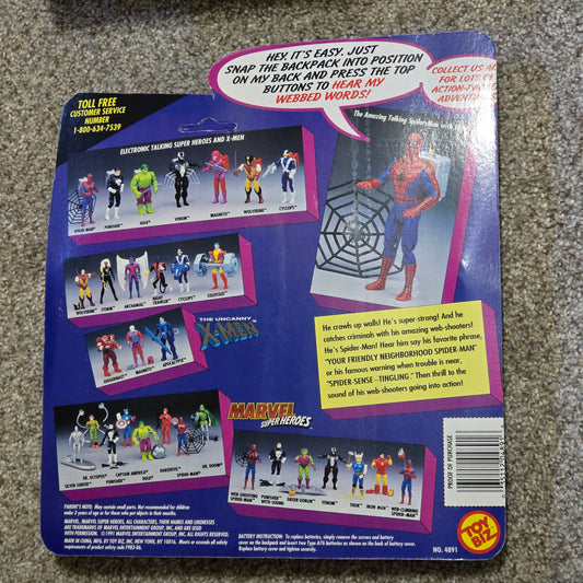 Vintage Talking Spider-Man Toy Biz Marvel Super Heroes Figure WORKING Sealed