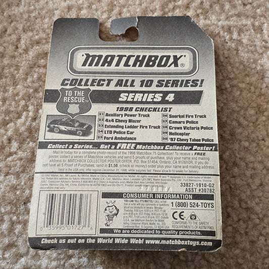 Matchbox Camaro Police Pursuit #27 1998 Series 4 Die-Cast Car New Sealed