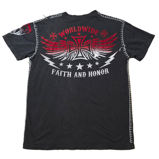 Raw State Faith & Honor Skull Wings Tee Men’s XL 1953 Graphic