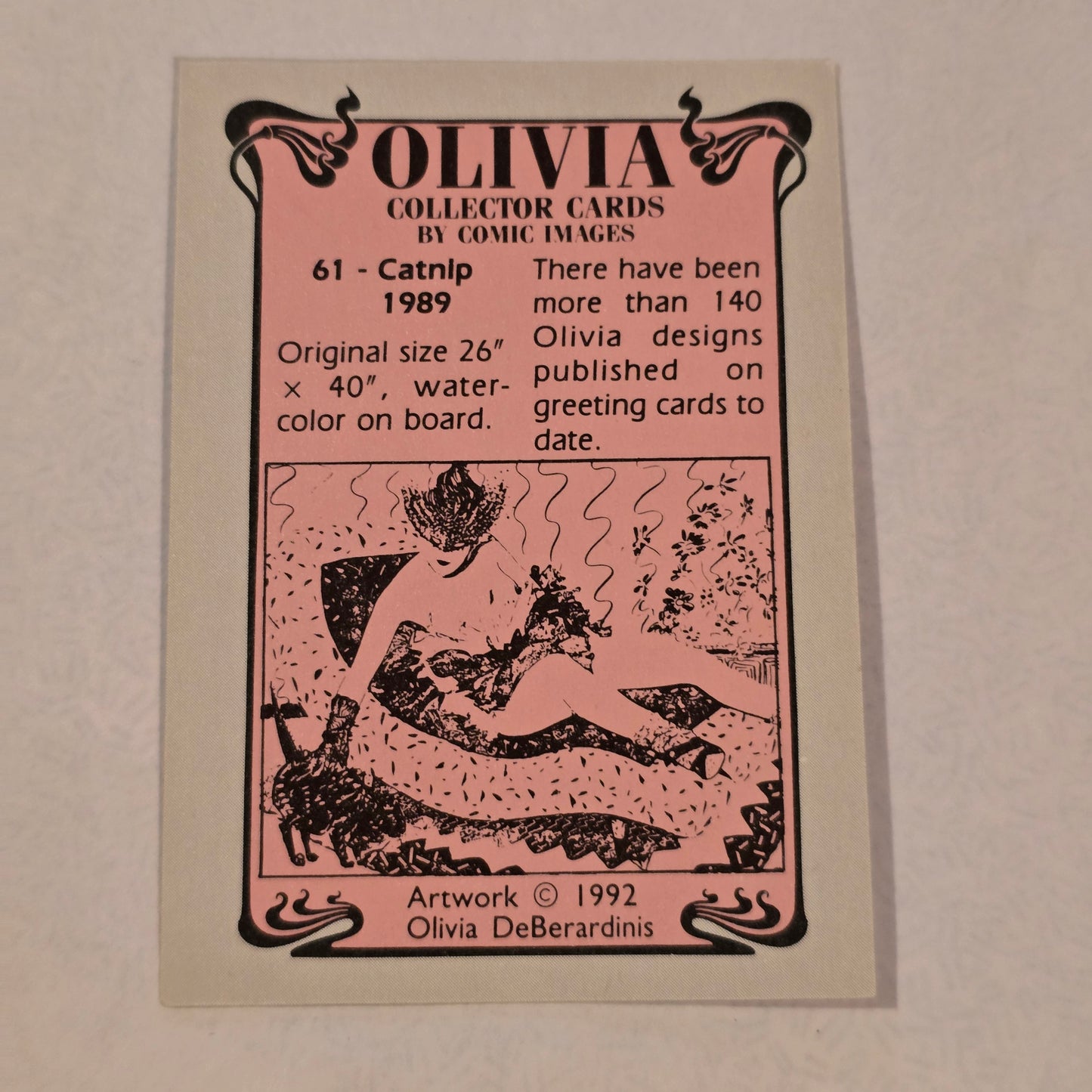 Olivia DeBerardinis “Catnip” #61 (1989) Vintage Pin-Up Trading Card