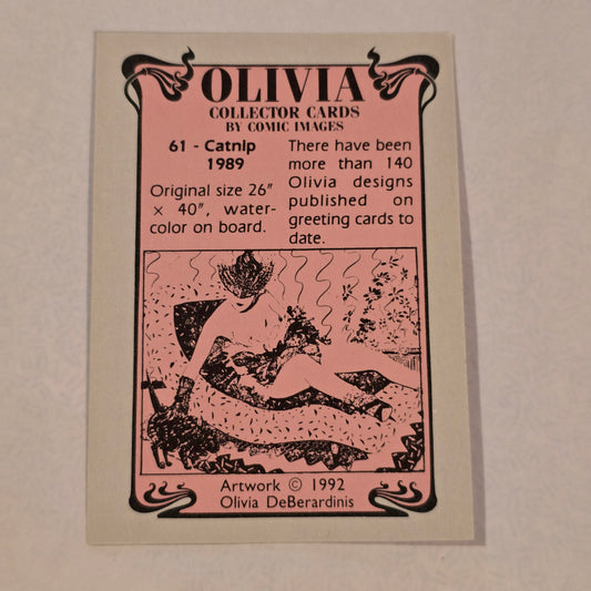 Olivia DeBerardinis “Catnip” #61 (1989) Vintage Pin-Up Trading Card