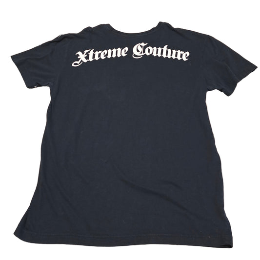 Xtreme Couture Double Skull Wing Graphic T-Shirt Black Size L Made in USA