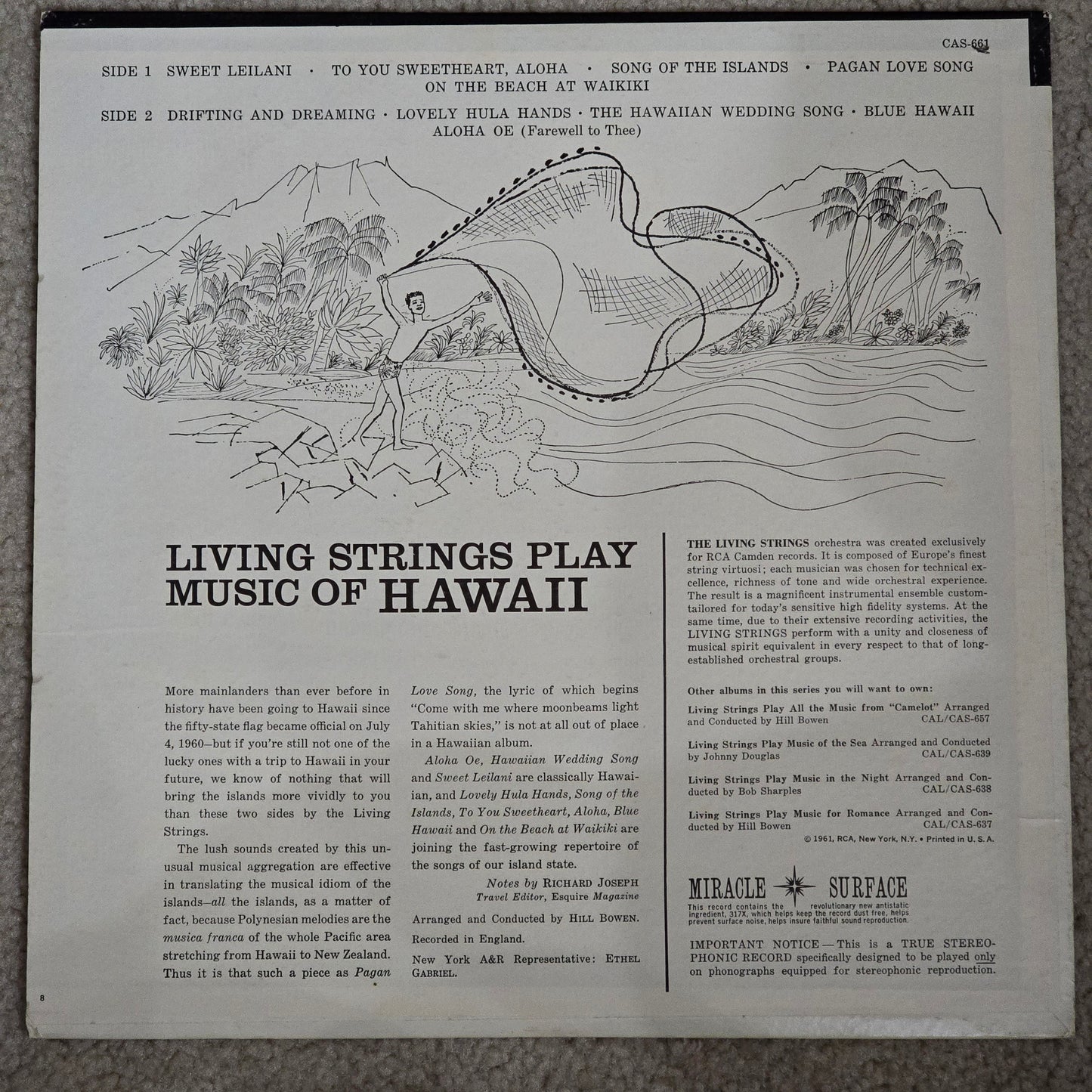 Living Strings – Play Music of Hawaii RCA Camden CAS-661 Living Stereo LP
