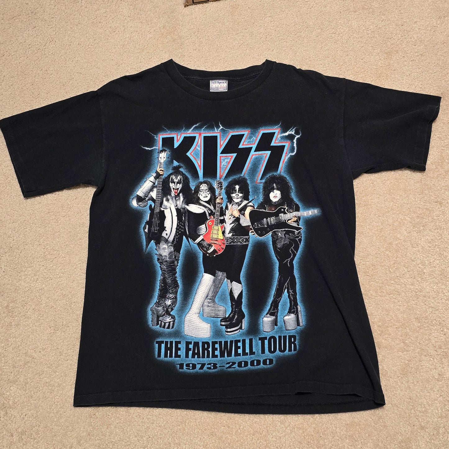 Vintage 2000 KISS Farewell Tour T-Shirt World Tour 2000 All Sport L Band Tee