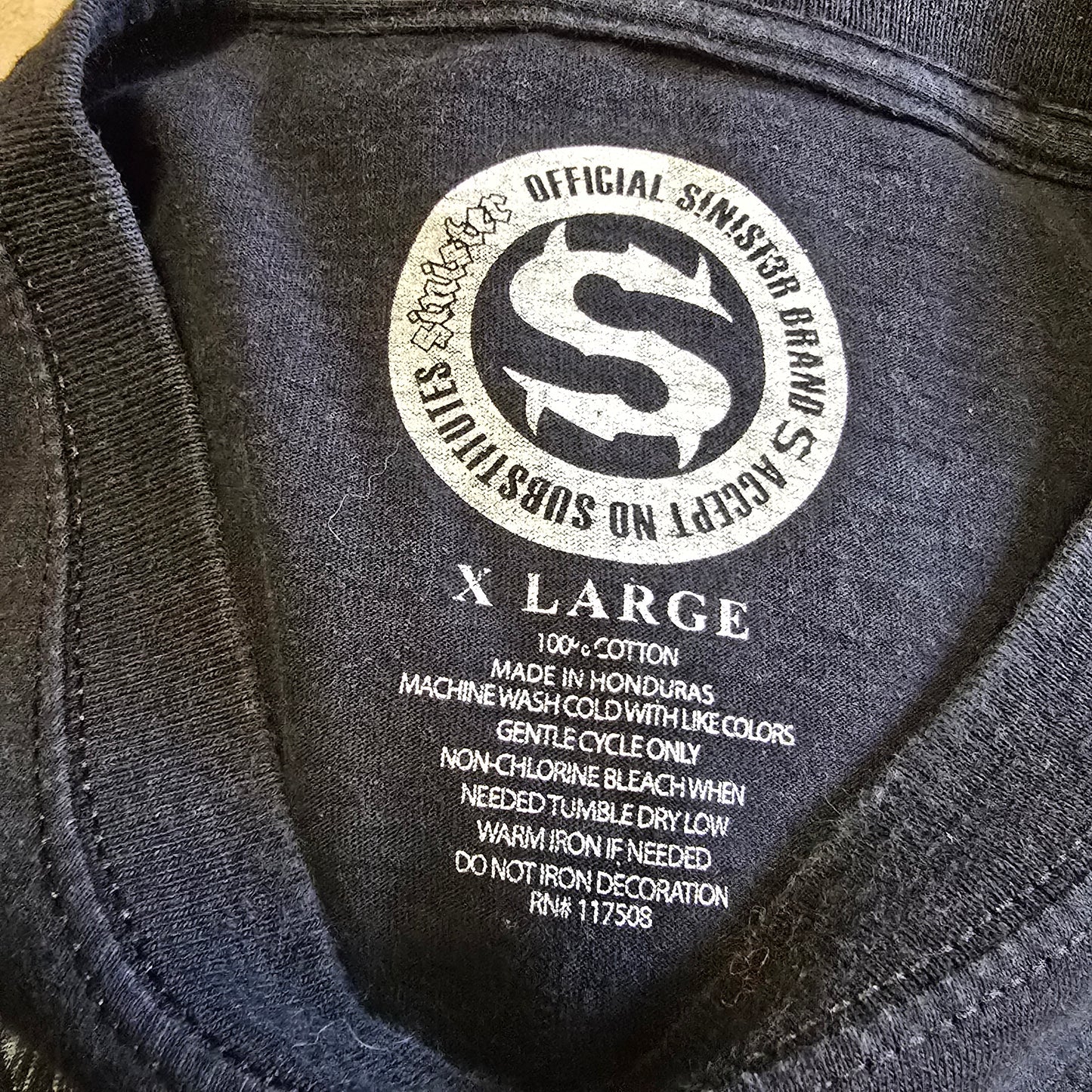 Sinister Brand Skull Wings Crossbones Star Graphic T-Shirt Black XL Biker Tee