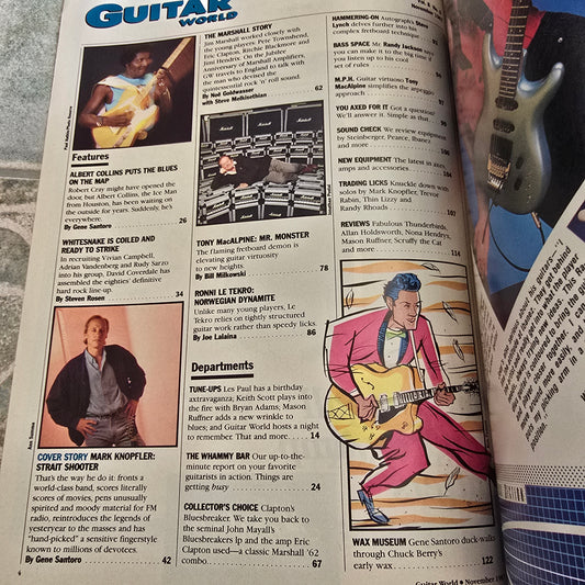 Vintage Guitar World Magazine Nov 1987 Mark Knopfler Dire Straits Whitesnake
