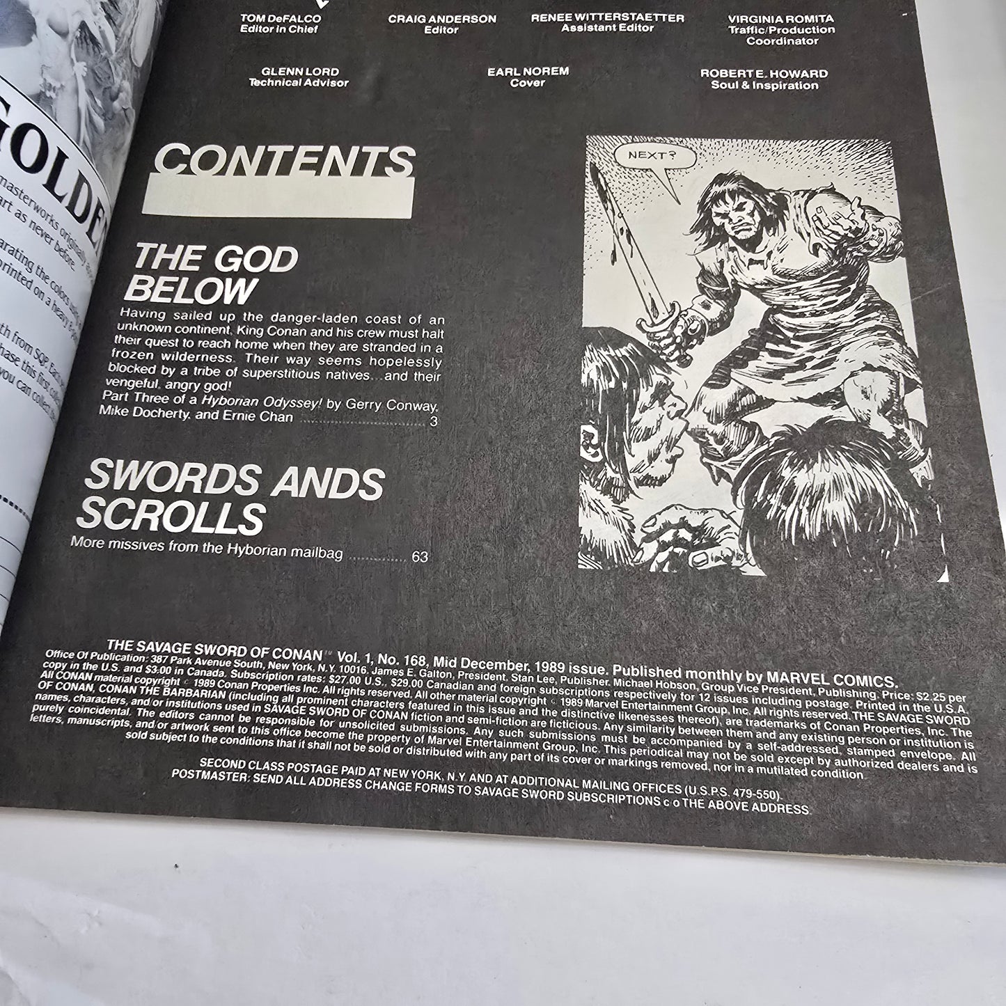 Savage Sword of Conan #168 (Dec 1989) Marvel Magazine