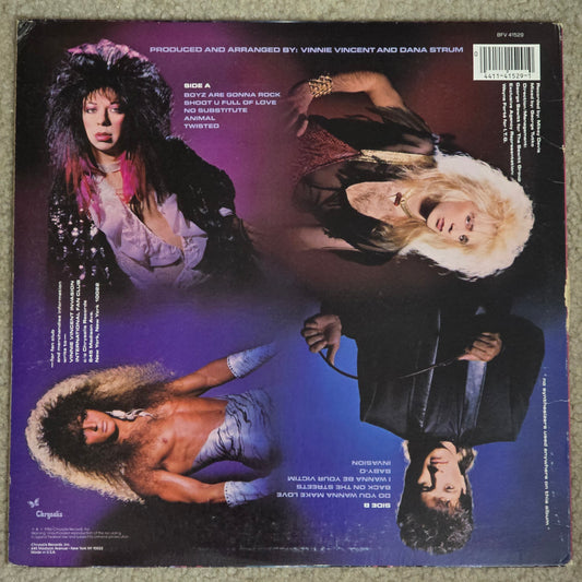 Album cover with four individuals in a stylized layout on a purple background
