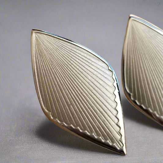 Vintage Silver Tone Kite Clip-On Earrings