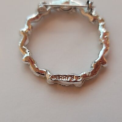 Vintage Silver Tone Rhinestone Wreath Brooch