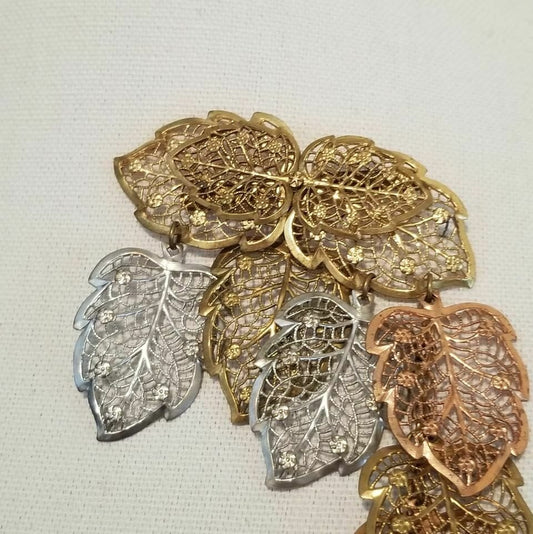 Multi-Colored Cascading Leaf Brooch