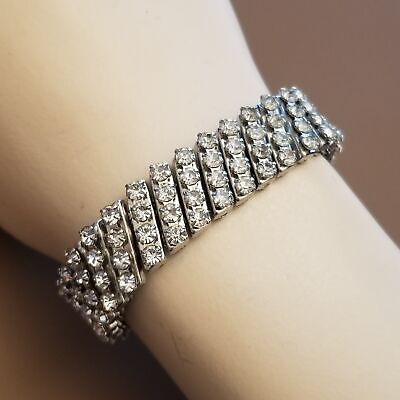 Silver Rhinestone Accordion Bracelet