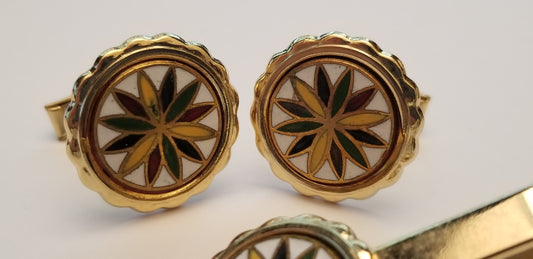 Gold Tone Enamel Cufflinks