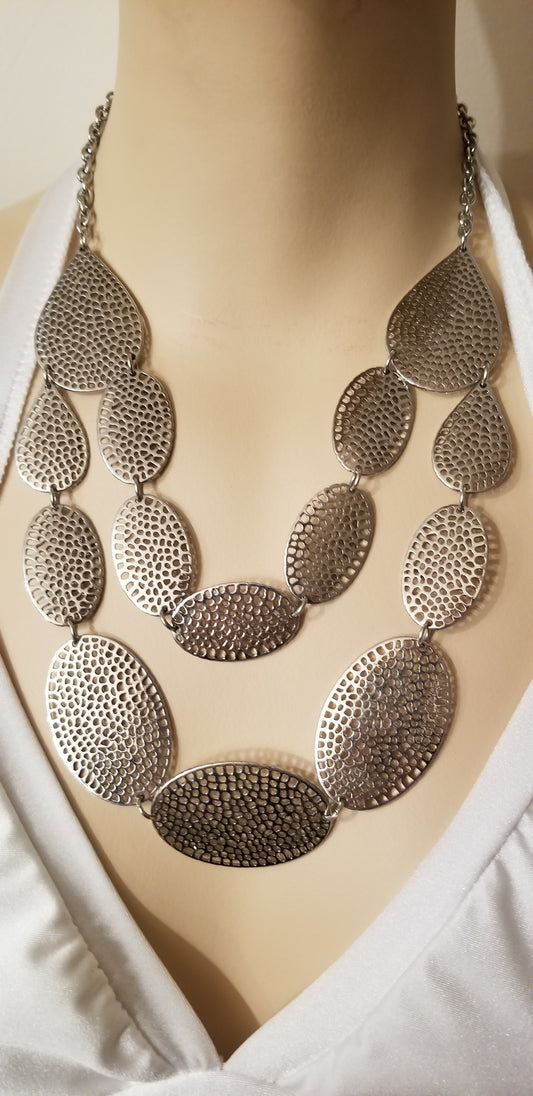 Silver Tone Double Strand Necklace