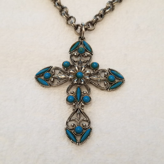 Turquoise Colored Cross Necklace