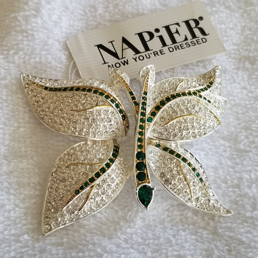 Napier Silver-plated Rhinestone Butterfly Brooch