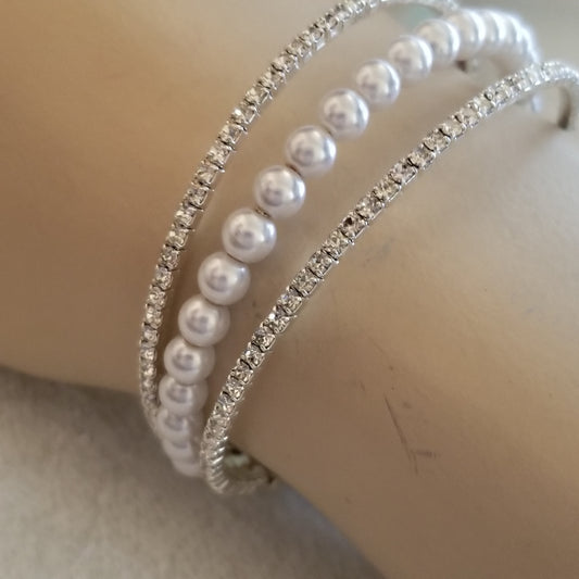 Dainty Napier Silver Tone Beaded Rhinestone Bracelet