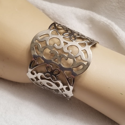 Silver Tone Open Work Lia Sophia Cuff Bracelet