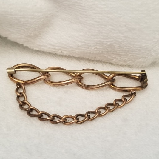 1900s Victorian 9kt Women's Suffrage Interlocking Chain Bar Brooch