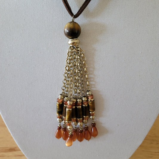 Tiger's Eye Tassel Necklace