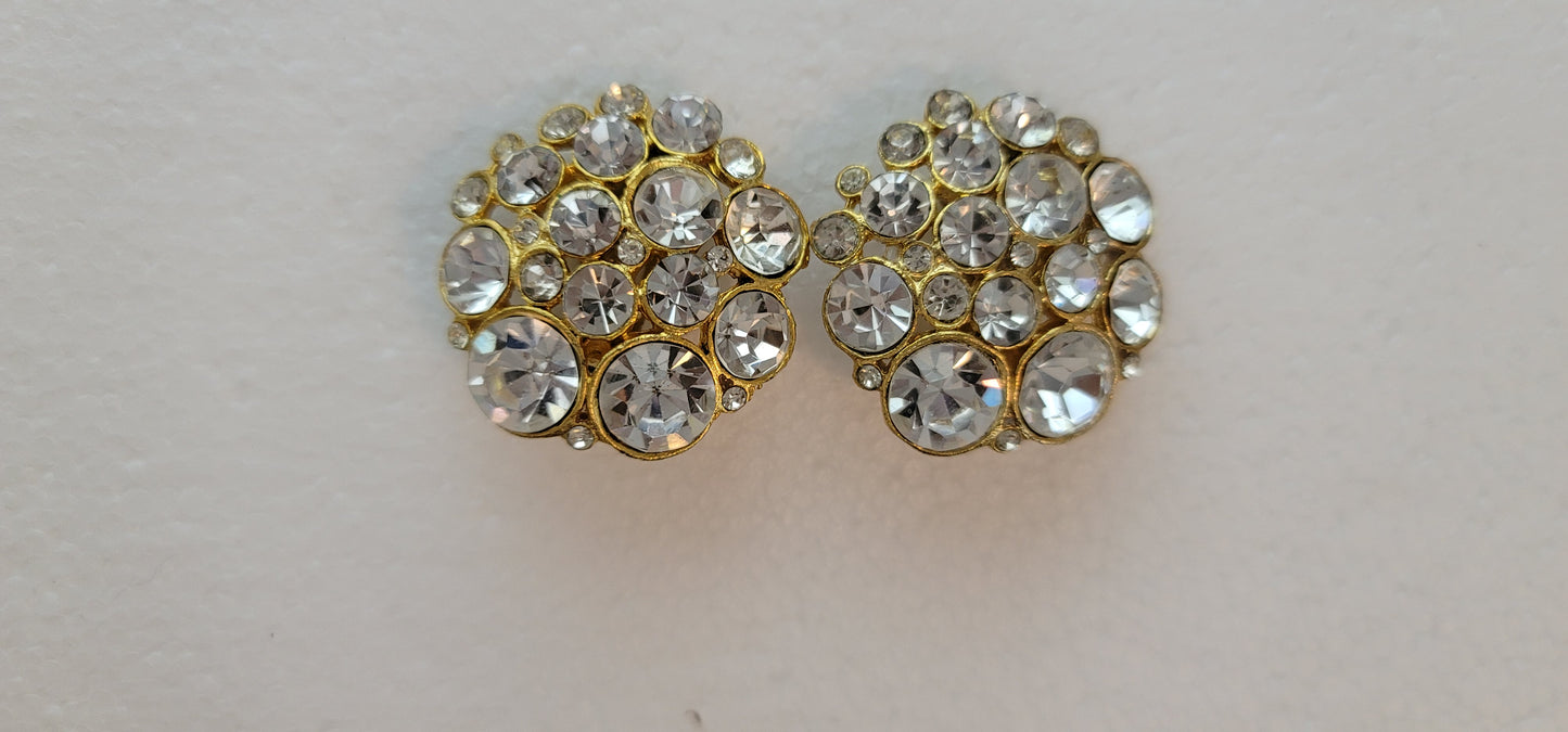 Unbranded Gold Tone Rhinestone Clip On Earrings