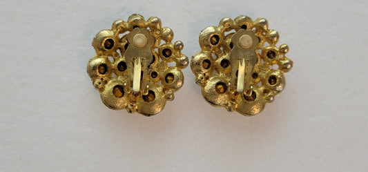 Unbranded Gold Tone Rhinestone Clip On Earrings